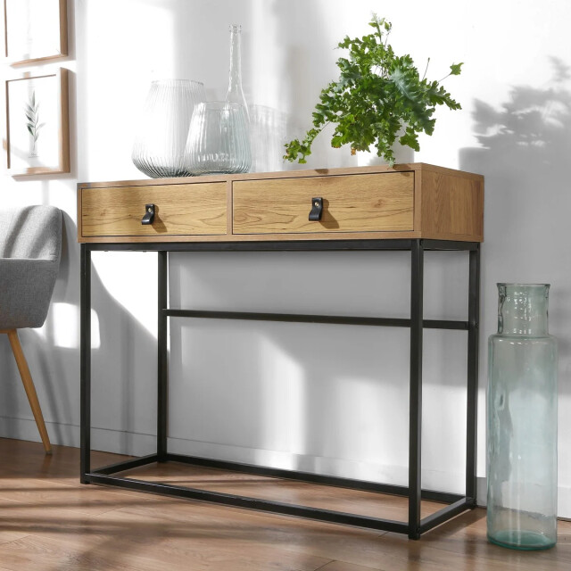 CaliCosy Console met 2 lades en eikenhouten metalen poten jill 2929662 large