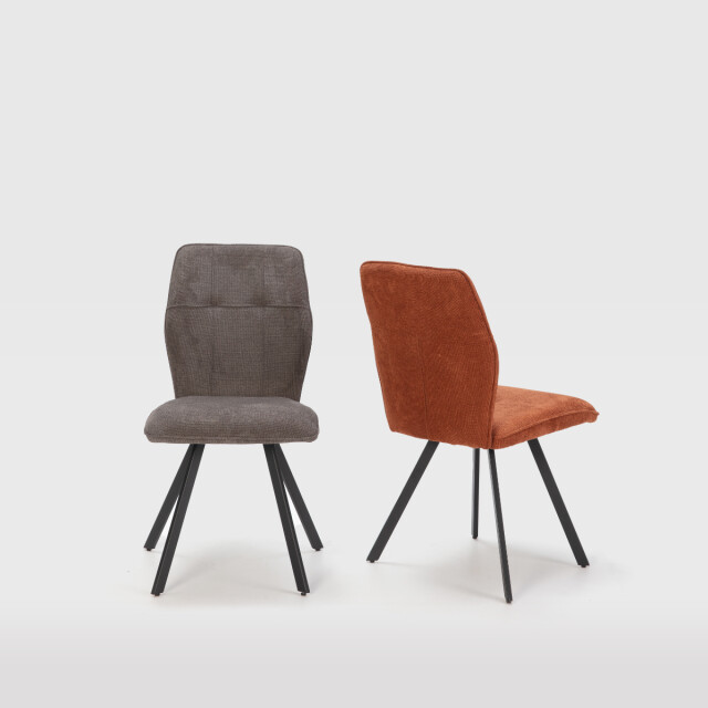 CaliCosy Set van 4 stoelen in stof met zwarte metalen poten l47 cm mery 3078755 large
