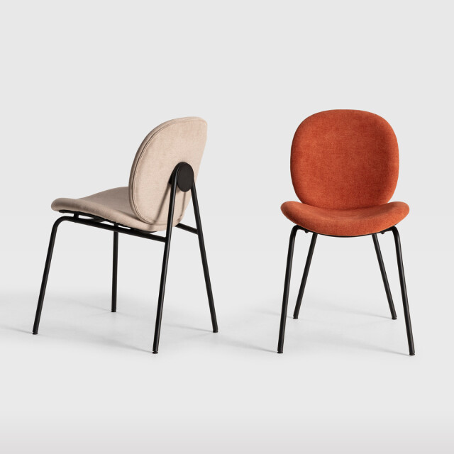 CaliCosy Set van 2 stoelen in stof met zwarte metalen poten l45 cm cori 3078570 large