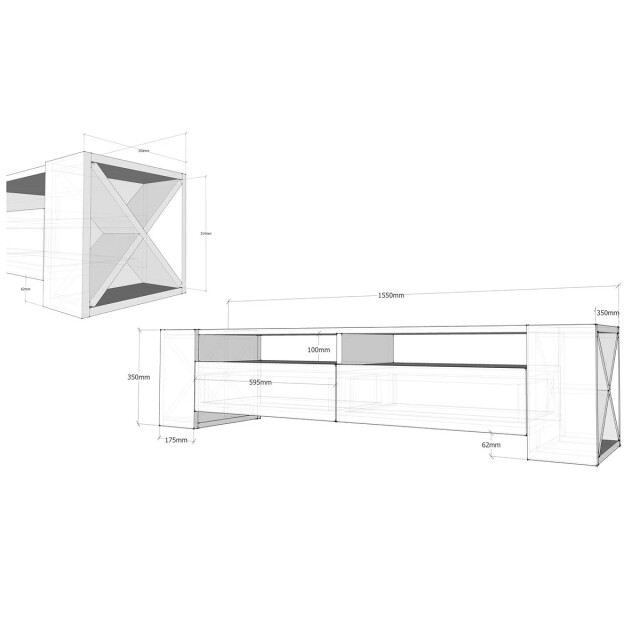CaliCosy Meubel tv 2 laden noten en wit decor l155 cm sosruko 2930481 large