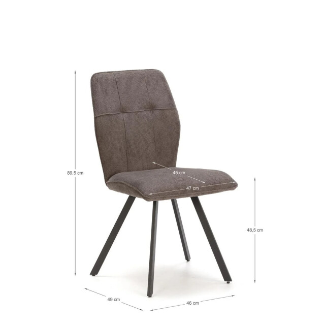 CaliCosy Set van 4 stoelen in stof met zwarte metalen poten l47 cm mery 3078755 large