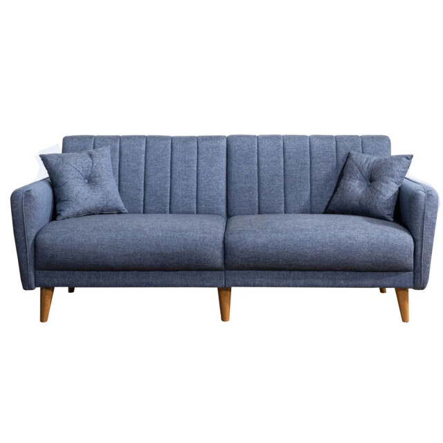 CaliCosy Slaapbank 3-zits van linnen met 2 kussens en houten poten l210 cm aqua 2978541 large