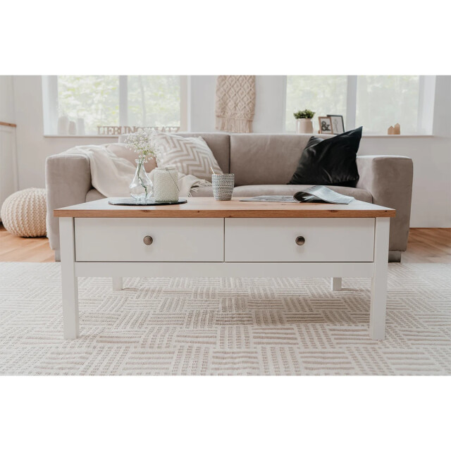CaliCosy Salontafel 2 laden l100 cm wit decor bergen 2929981 large
