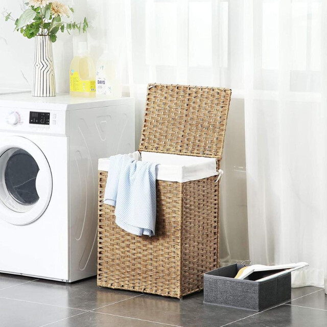 CaliCosy Wasmand met 2 handvatten en afneembare zak natuurlijke rotanimitatie 2929481 large