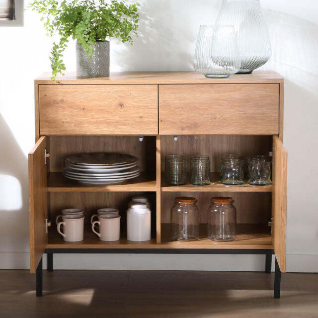 CaliCosy Ladekast eiken decor 2 deuren 2 lades l90 x h80 cm lenny 2930241 large