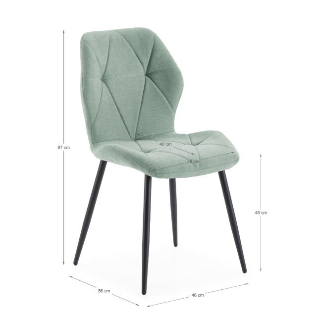 CaliCosy Set van 4 stoelen in stof met zwarte metalen poten l47,5 cm luna 3078794 large
