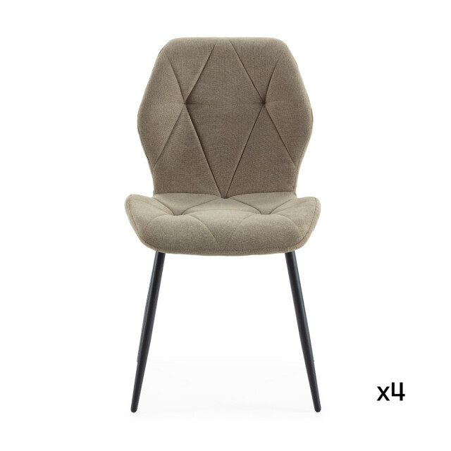 CaliCosy Set van 4 stoelen in stof met zwarte metalen poten l47,5 cm luna 3078795 large