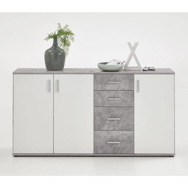 CaliCosy Buffet 3 deuren en 4 laden l160 cm beton en wit albi 2931841 large