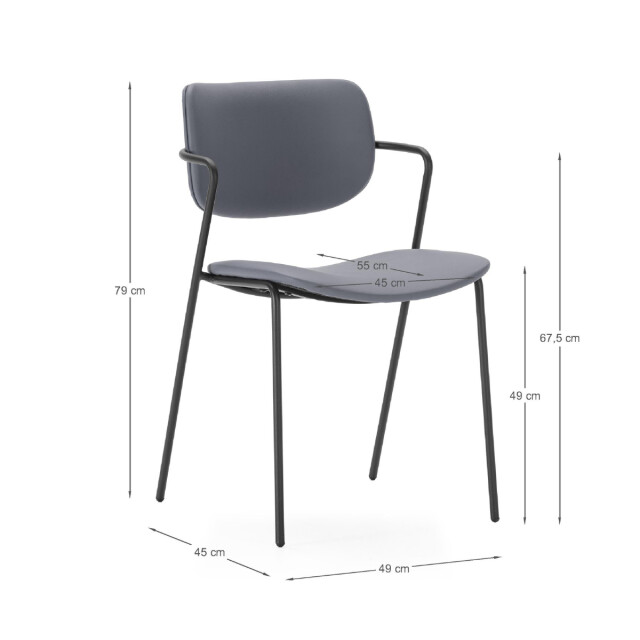 CaliCosy Set van 2 stoelen met zwarte metalen poten l49 cm maika 3078774 large