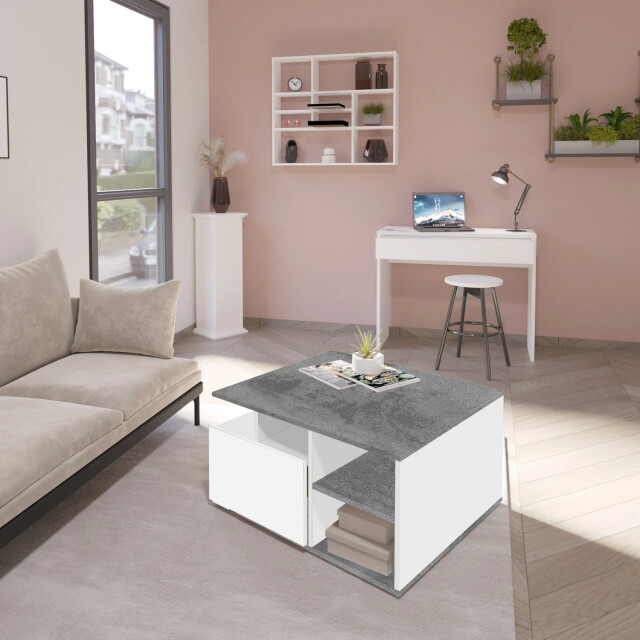 CaliCosy Salontafel op wielen 2 laden 2 vakken l70 cm twin 2936986 large