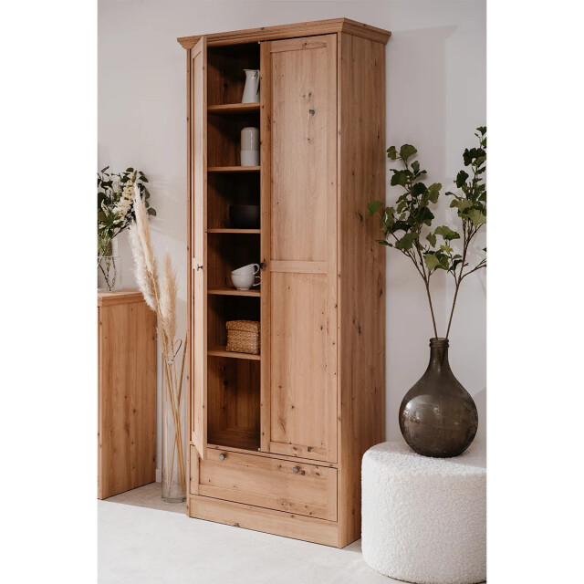 CaliCosy Armoire d'entrée 2 portes à cadre, 5 étagères et 1 tiroir l80 cm timber 3042273 large
