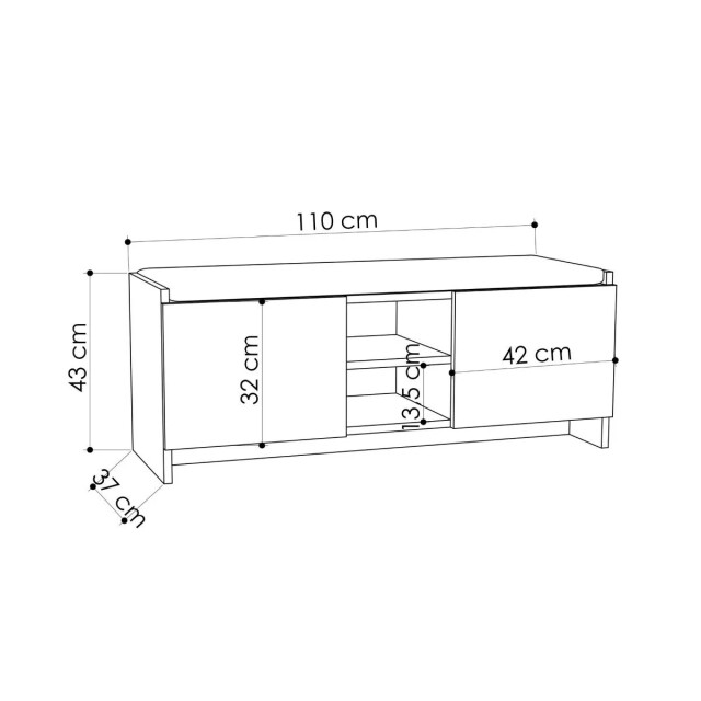 CaliCosy Schoenenbank met 2 deuren en 2 vakken l110 cm zulla 2937445 large