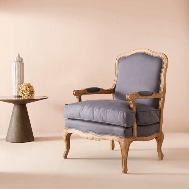 CaliCosy Fauteuil van massief eikenhout en stof l74 cm louis xv 3018354 large