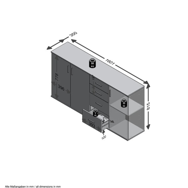 CaliCosy Buffet 3 deuren en 4 laden l160 cm beton en wit albi 2931841 large