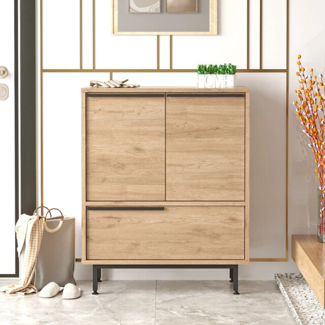 CaliCosy Schoenenkast met 2 deuren en 1 klep in notendecor h90,4 cm 3042293 large