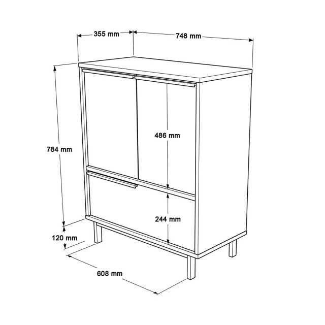 CaliCosy Schoenenkast met 2 deuren en 1 klep in notendecor h90,4 cm 3042293 large