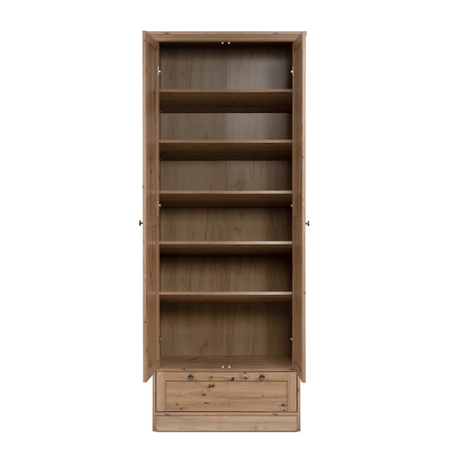 CaliCosy Armoire d'entrée 2 portes à cadre, 5 étagères et 1 tiroir l80 cm timber 3042273 large