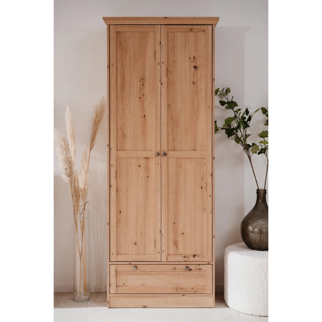 CaliCosy Armoire d'entrée 2 portes à cadre, 5 étagères et 1 tiroir l80 cm timber 3042273 large