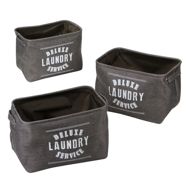 CaliCosy Grijze canvas mand met tekst set van 3 2928401 large