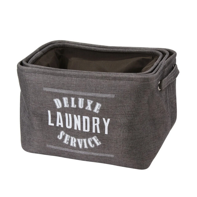 CaliCosy Grijze canvas mand met tekst set van 3 2928401 large