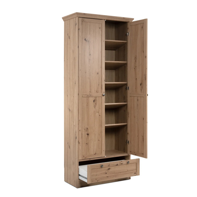 CaliCosy Armoire d'entrée 2 portes à cadre, 5 étagères et 1 tiroir l80 cm timber 3042273 large