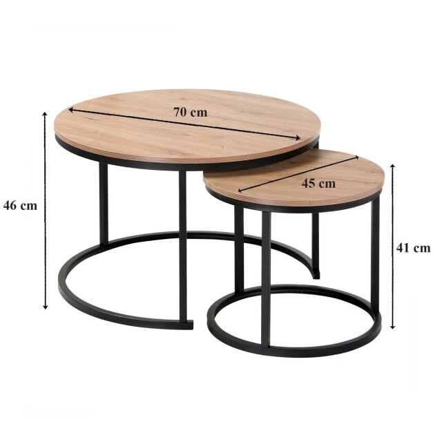 CaliCosy Set van 2 nestende ronde salontafels l70 cm 3083639 large