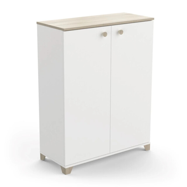 CaliCosy Kleine buffetkast met 2 openslaande deuren, eiken kronberg en wit decor l79,7 2930101 large