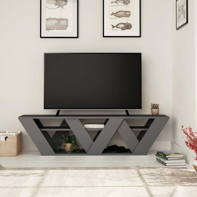 CaliCosy Meubel tv 2 planken antraciet grijs l158 cm ralla 2930460 large