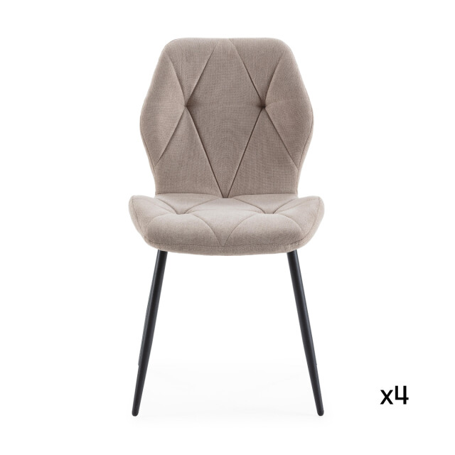 CaliCosy Set van 4 stoelen in stof met zwarte metalen poten l47,5 cm luna 3078793 large