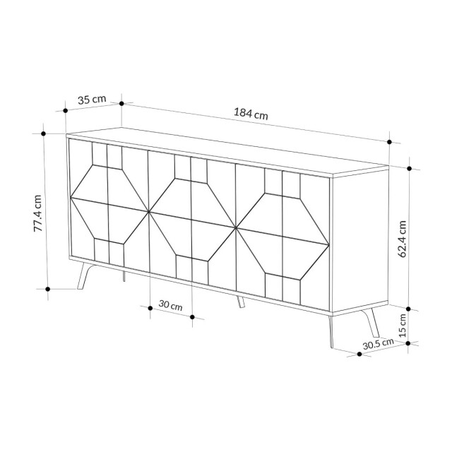 CaliCosy Buffet 6 deuren antraciet l184 cm dune 2930761 large
