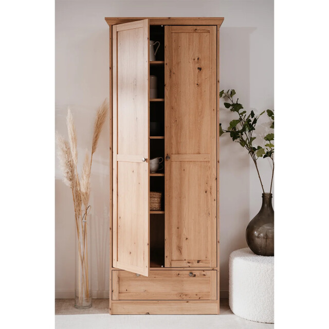 CaliCosy Armoire d'entrée 2 portes à cadre, 5 étagères et 1 tiroir l80 cm timber 3042273 large
