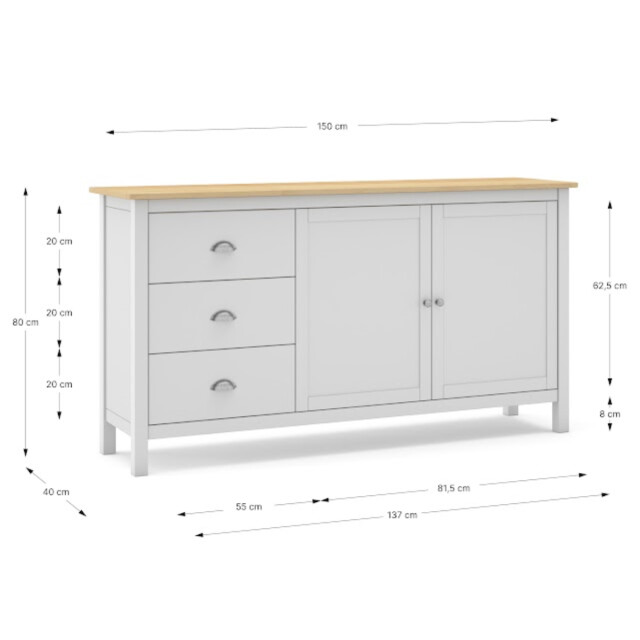 CaliCosy Buffetkast 2 deuren en 3 laden l150 cm misti 2930301 large