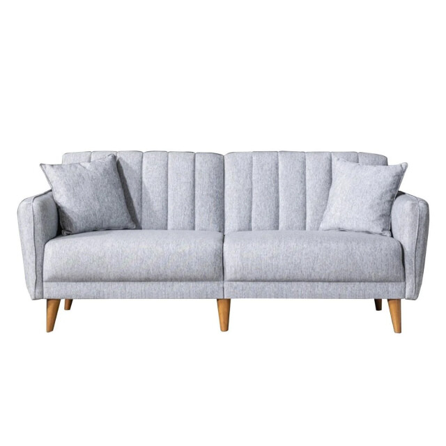 CaliCosy Slaapbank 3-zits van linnen met 2 kussens en houten poten l210 cm aqua 2978540 large