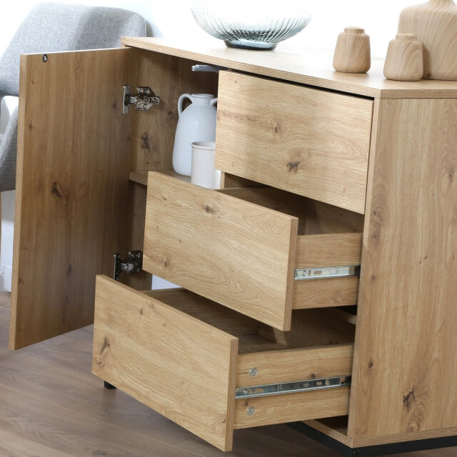CaliCosy Commode 1 deur 3 laden eikendecor l90 x h80 cm lenny 2930240 large