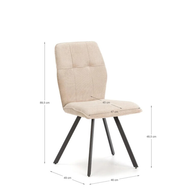 CaliCosy Set van 4 stoelen in stof met zwarte metalen poten l47 cm mery 3078753 large