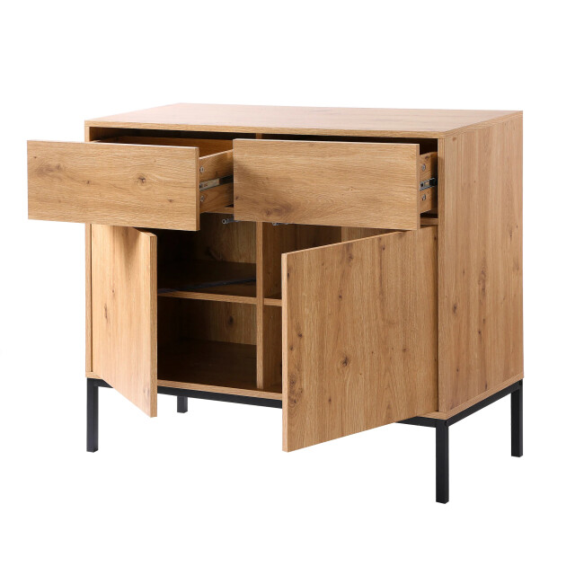 CaliCosy Ladekast eiken decor 2 deuren 2 lades l90 x h80 cm lenny 2930241 large