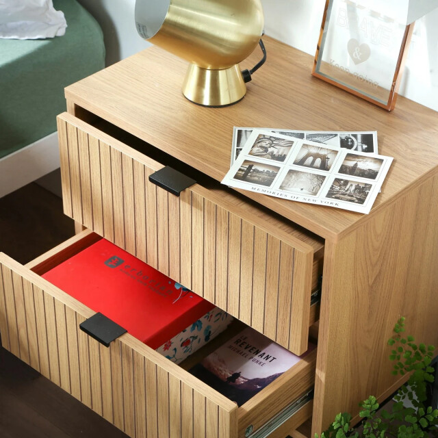 CaliCosy Nachtkastje 2 laden geribbeld houten b45 x h51 cm 2929500 large