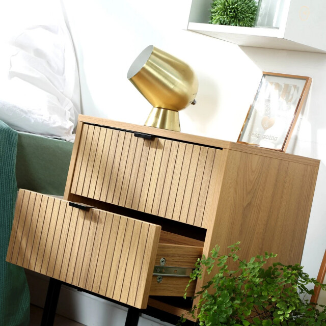 CaliCosy Nachtkastje 2 laden geribbeld houten b45 x h51 cm 2929500 large