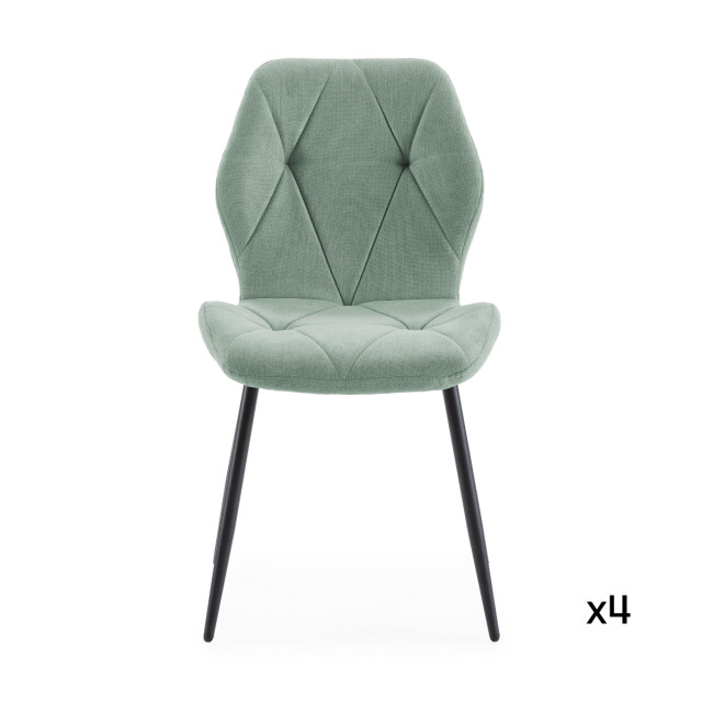 CaliCosy Set van 4 stoelen in stof met zwarte metalen poten l47,5 cm luna 3078794 large