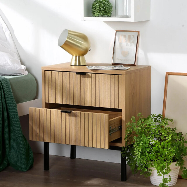 CaliCosy Nachtkastje 2 laden geribbeld houten b45 x h51 cm 2929500 large