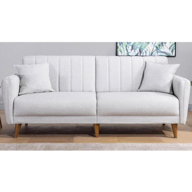 CaliCosy Slaapbank 3-zits van linnen met 2 kussens en houten poten l210 cm aqua 2978539 large