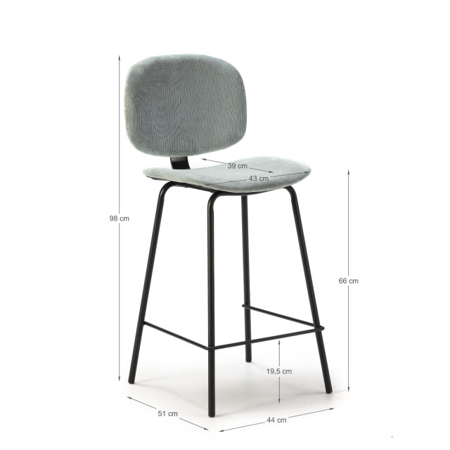 CaliCosy Set van 2 krukken in ribfluweel met zwarte metalen poten h65 cm arus 3079137 large