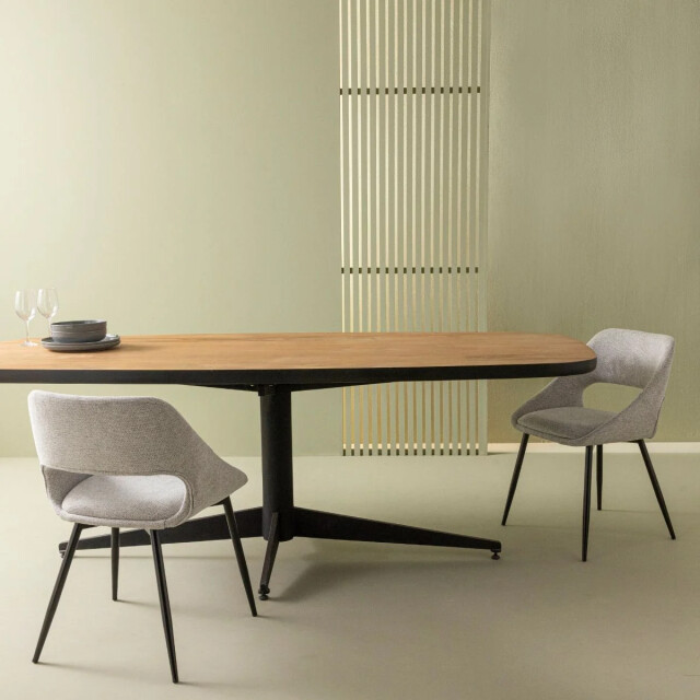 Signature Set van 6 stoelen in stof met metalen onderstel l51 cm elodie 2981043 large