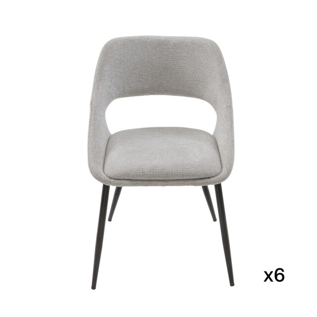 Signature Set van 6 stoelen in stof met metalen onderstel l51 cm elodie 2981043 large