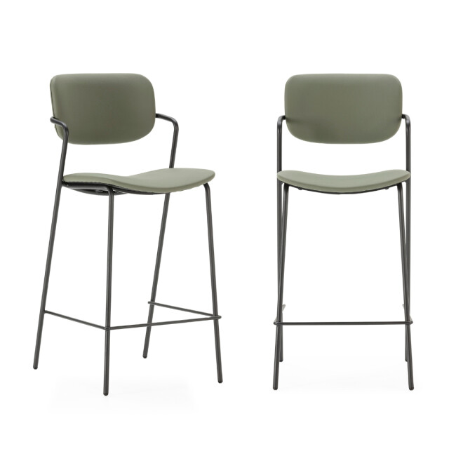 CaliCosy Set van 2 krukken met zwarte metalen poten h66 cm maika 3079157 large