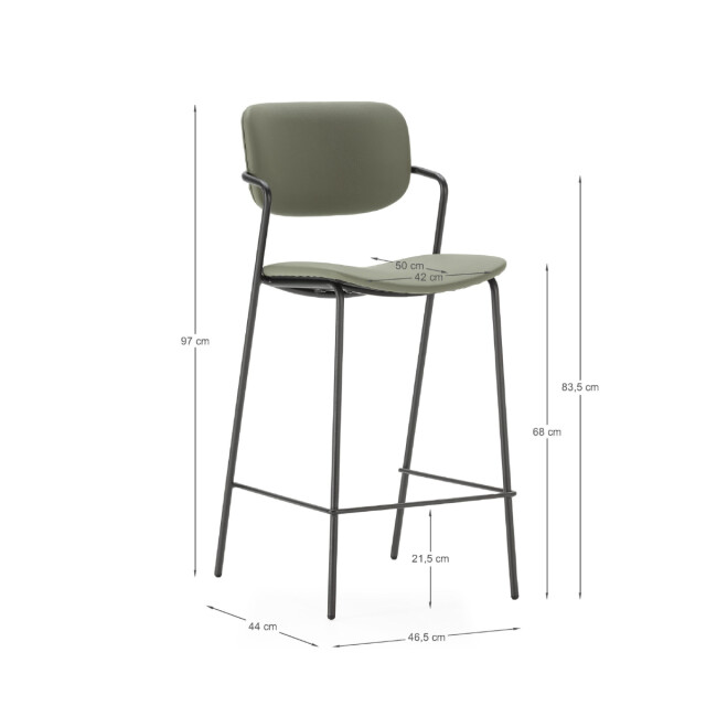 CaliCosy Set van 2 krukken met zwarte metalen poten h66 cm maika 3079157 large