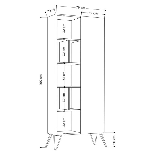 CaliCosy Etagère 11 planken en 1 deur h190 cm jedda 2937484 large
