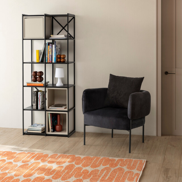 CaliCosy Fauteuil in stof met zwarte metalen poten l73 cm aruni 3078813 large
