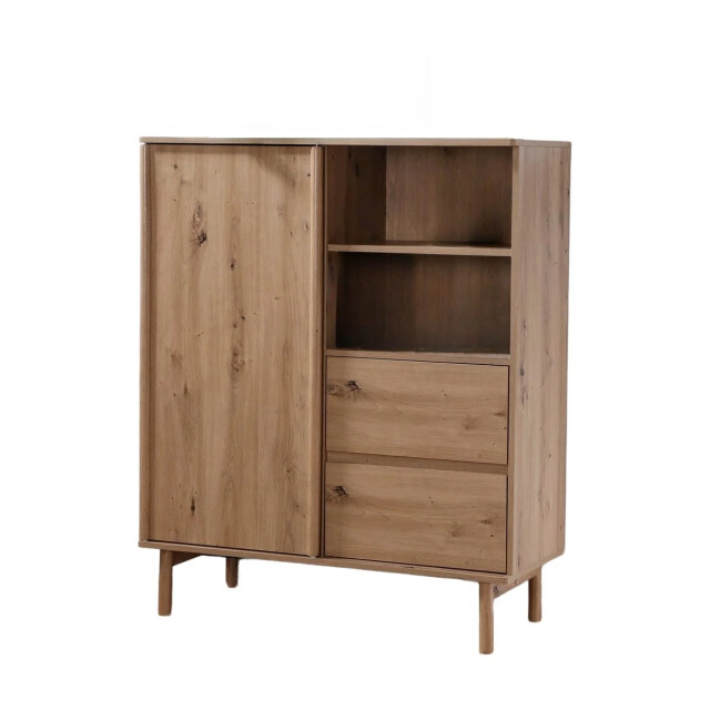 CaliCosy Hoge dressoir met 1 schuifdeur en 2 lades in eiken decor lenny 3071291 large