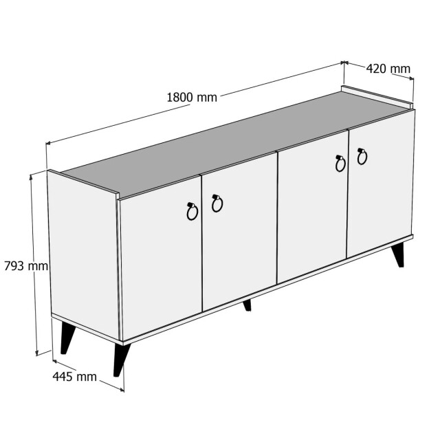 CaliCosy Buffet 4 deuren decoratie grenen atlantisch l180 cm 2930419 large